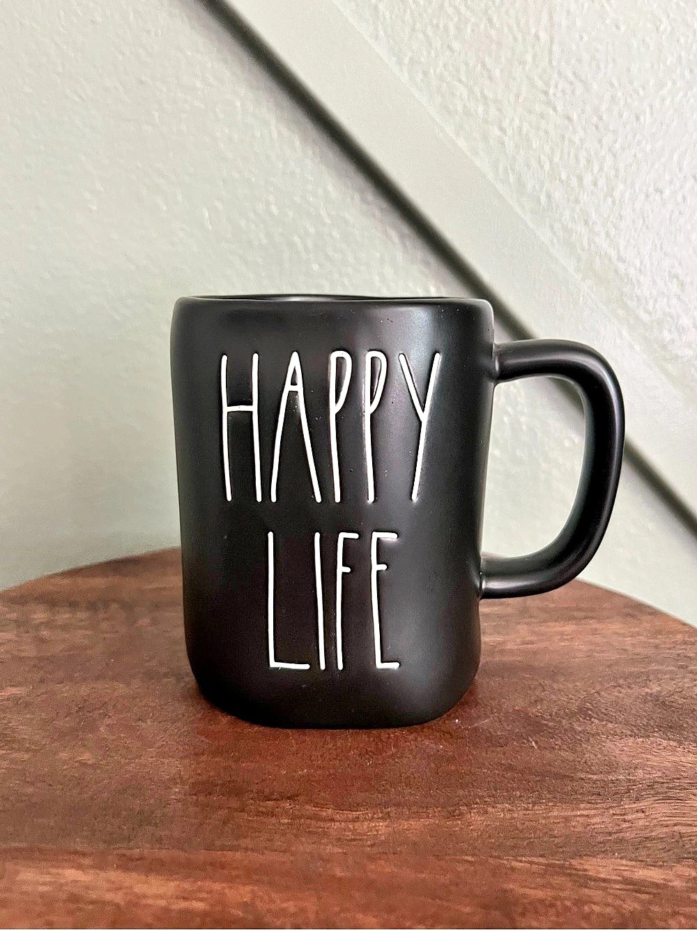 Rae Dunn Happy Life Mug Black & White